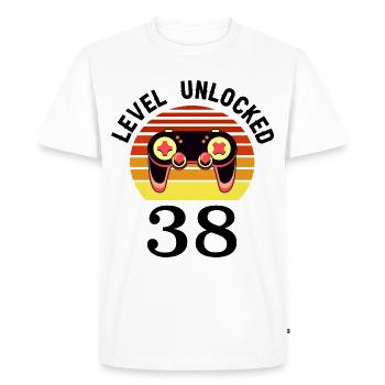 Niveau 38 débloqué 38 Anniversaire 38 ans - T-shirt Premium bio Homme - blanc - Devant - Nico (187cm)