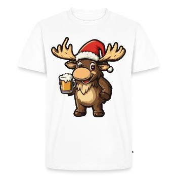 Moose Christmas Beer - Men's Premium Organic T-Shirt - white - Front - Nico (187cm)