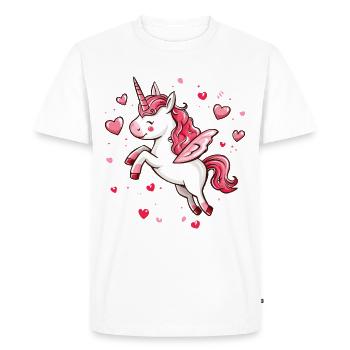 Licorne coeur amour mignon mignon licornes dessin animé - T-shirt Premium bio Homme - blanc - Devant - Nico (187cm)