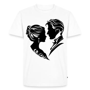 Silhouette de mariage de couple marié - T-shirt Premium bio Homme - blanc - Devant - Nico (187cm)