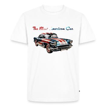 La voiture la plus américaine - T-shirt Premium bio Homme - blanc - Devant - Nico (187cm)