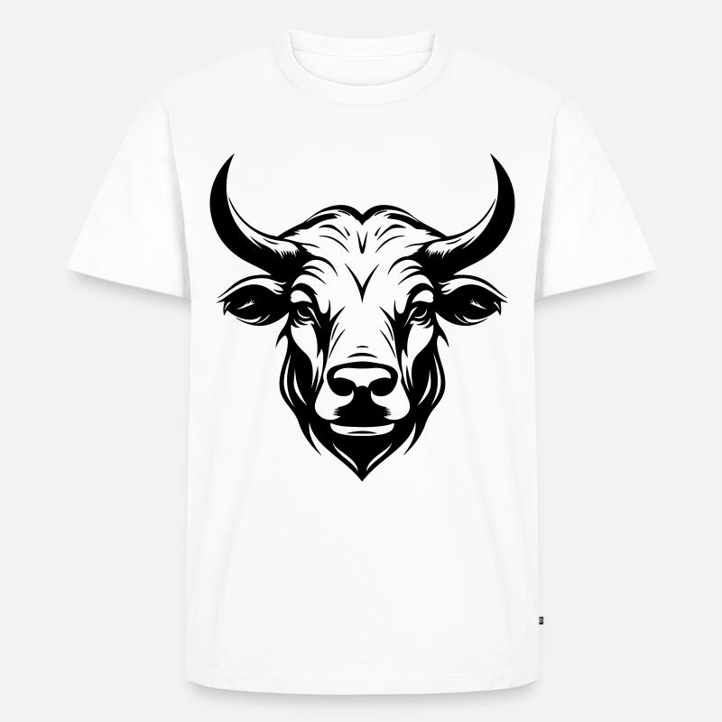 Bulle Hörner Kopf Silhouette - Männer Premium Bio T-Shirt - Weiß