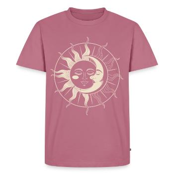 Sun Meets Moon: Celestial Harmony - Men's Premium Organic T-Shirt - mauve - Front - Nico (187cm)