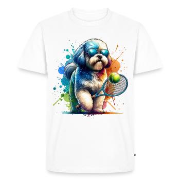 Bolonka Zwetna Tennis Dog Joueur Propriété - T-shirt Premium bio Homme - blanc - Devant - Nico (187cm)