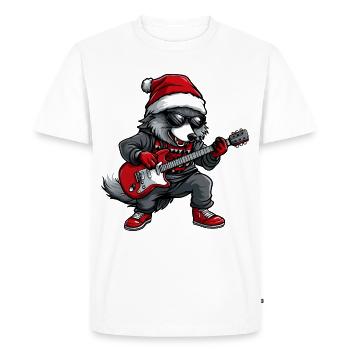 Wolf Christmas Guitare Rocker - T-shirt Premium bio Homme - blanc - Devant - Nico (187cm)