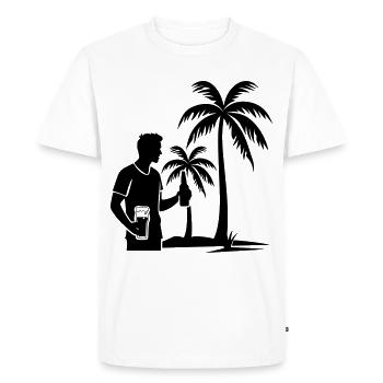 Palmiers Vacancier Île Icône - T-shirt Premium bio Homme - blanc - Devant - Nico (187cm)