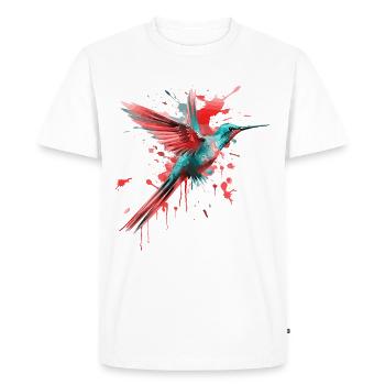 Hummingbird Bird Animal Colorful Art Watercolor Splash - Men's Premium Organic T-Shirt - white - Front - Nico (187cm)