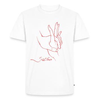 Just love, main dans la main - T-shirt Premium bio Homme - blanc - Devant - Nico (187cm)