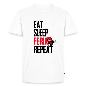 Eat sleep feria repeat - T-shirt Premium bio Homme - blanc - Devant - Nico (187cm)