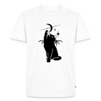 Chat noir dans l'espace - T-shirt Premium bio Homme - blanc - Devant - Nico (187cm)