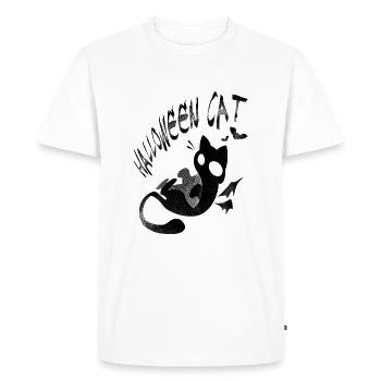 Halloween Black Cat - Men's Premium Organic T-Shirt - white - Front - Nico (187cm)
