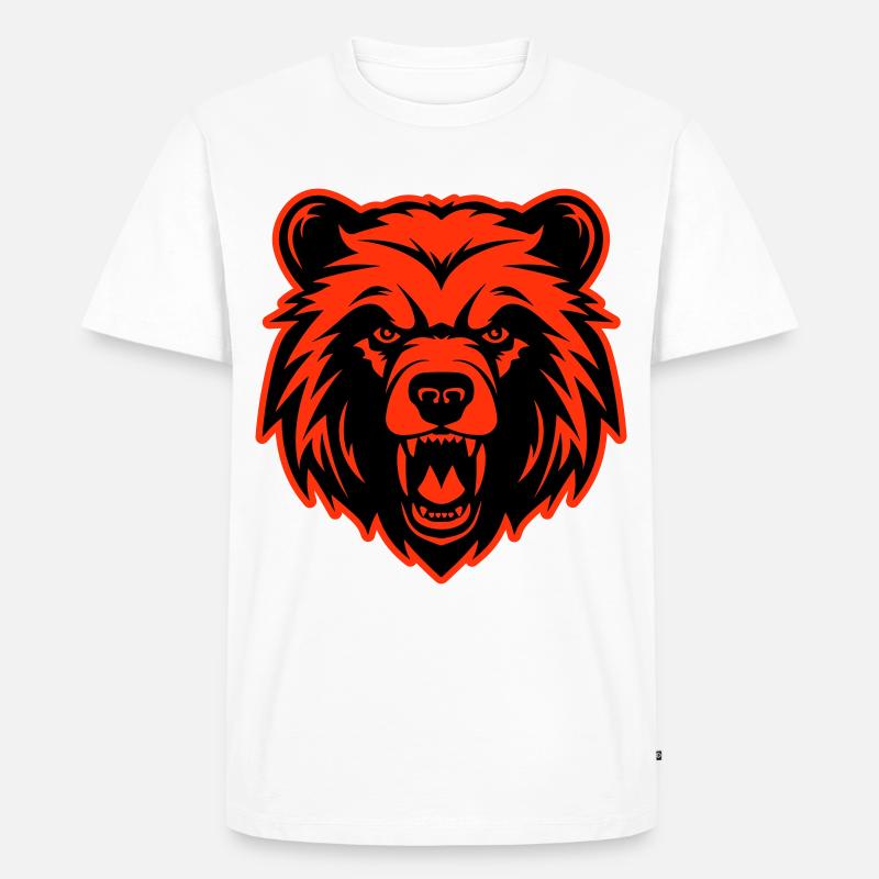 Bär Kopf - Männer Premium Bio T-Shirt - Weiß