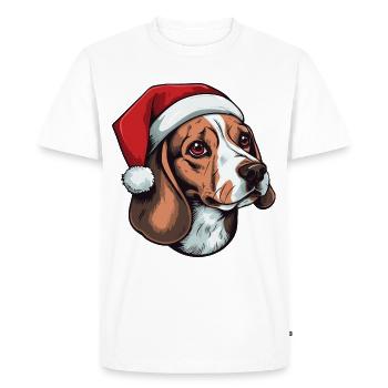 Beagle chien portrait Noël - T-shirt Premium bio Homme - blanc - Devant - Nico (187cm)