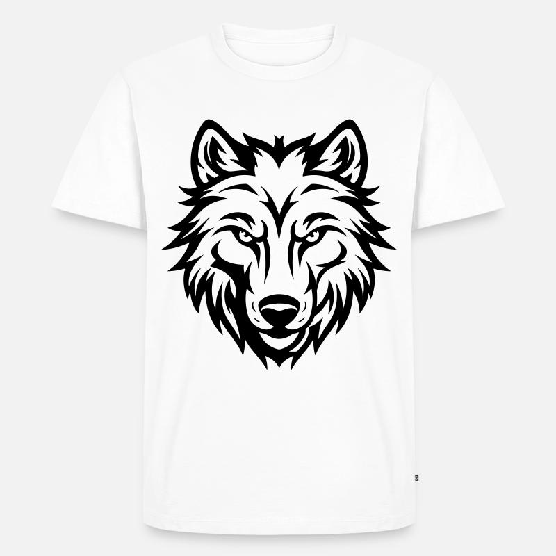 Wolf Kopf - Männer Premium Bio T-Shirt - Weiß