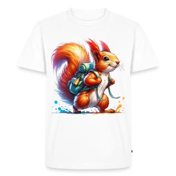 Randonnée, Nature, Écureuil, Noix, Amour Animal - T-shirt Premium bio Homme - blanc - Devant - Nico (187cm)