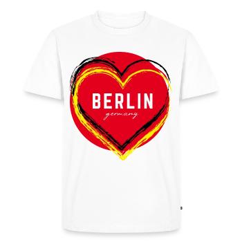 Berlin Germany Fan Flag Design T Shirt - Men's Premium Organic T-Shirt - white - Front - Nico (187cm)