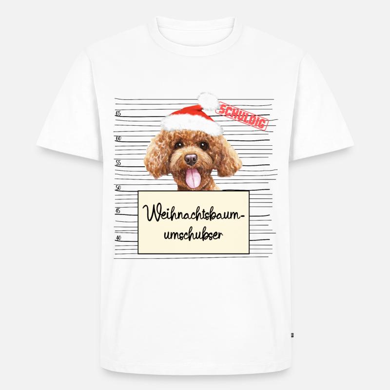 Weihnachtsbaum Umschubser Pudel - Männer Premium Bio T-Shirt - Weiß