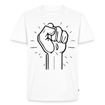 Hand Fist Symbol - Men's Premium Organic T-Shirt - white - Front - Nico (187cm)