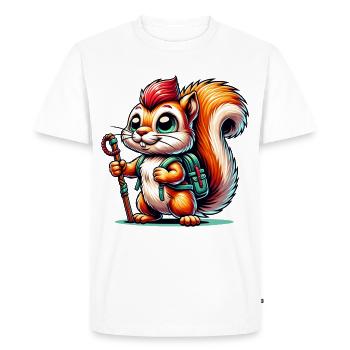 Hiking, Nature, Squirrel, Nuts, Animal Lover - Men's Premium Organic T-Shirt - white - Front - Nico (187cm)