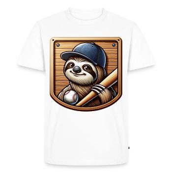 Conception de baseball sport Cool Sloth Pitcher - T-shirt Premium bio Homme - blanc - Devant - Nico (187cm)
