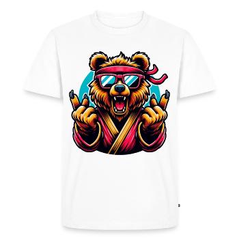 Ours De Karaté Cool Avec Lunettes De Soleil Et Bandeau - T-shirt Premium bio Homme - blanc - Devant - Nico (187cm)