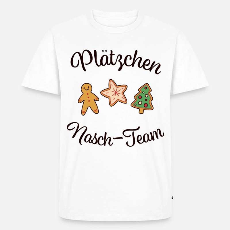 "PLÄTZCHEN - NASCH - TEAM" Weihnachten backen - Männer Premium Bio T-Shirt - Weiß