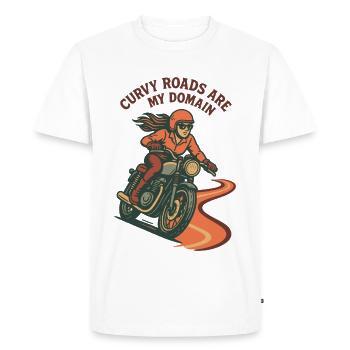 Les routes sinueuses sont mon domaine Moto Motard Rétro - T-shirt Premium bio Homme - blanc - Devant - Nico (187cm)