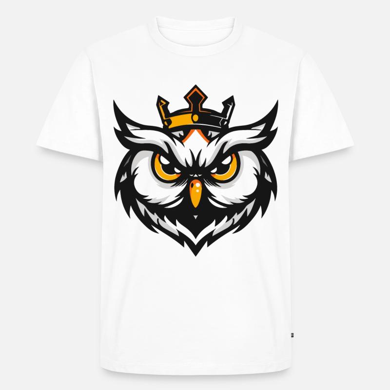 Eule Kopf Krone - Männer Premium Bio T-Shirt - Weiß