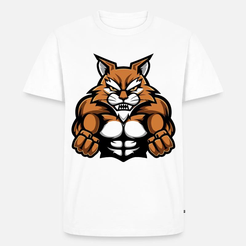 Katze Muskeln Workout - Männer Premium Bio T-Shirt - Weiß