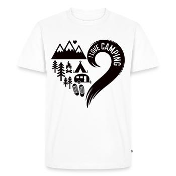 Motifs cœur de camping - I Love Camping Shirt - T-shirt Premium bio Homme - blanc - Devant - Nico (187cm)
