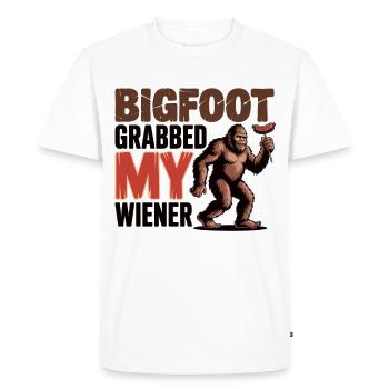 Bigfoot a eu ma saucisse - T-shirt Premium bio Homme - blanc - Devant - Nico (187cm)