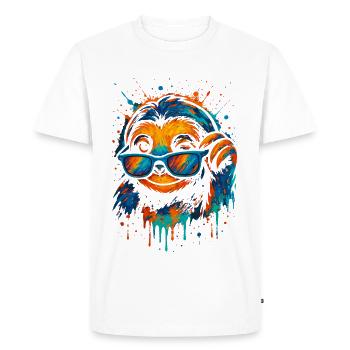 paresseux coloré pop art arc-en-ciel couleurs - T-shirt Premium bio Homme - blanc - Devant - Nico (187cm)
