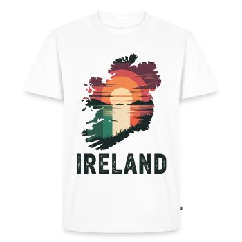 Carte de l’Irlande avec drapeau et soleil - T-shirt Premium bio Homme - blanc - Devant - Nico (187cm)