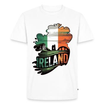 T-shirt drapeau et paysage de l’Irlande - T-shirt Premium bio Homme - blanc - Devant - Nico (187cm)