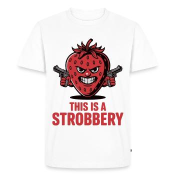 Strawberry robbery! Fruit Meets Humor on T-Shirt - Men's Premium Organic T-Shirt - white - Front - Nico (187cm)