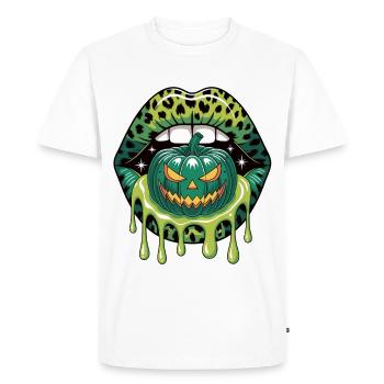 Leopard Lips & Pumpkin – Halloween - Men's Premium Organic T-Shirt - white - Front - Nico (187cm)
