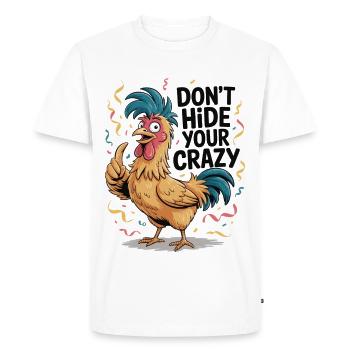 Drôle de poulet dire chemise - T-shirt Premium bio Homme - blanc - Devant - Nico (187cm)