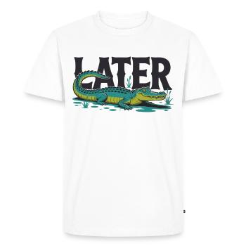 Plus tard Chemise en dicton d’alligator - T-shirt Premium bio Homme - blanc - Devant - Nico (187cm)