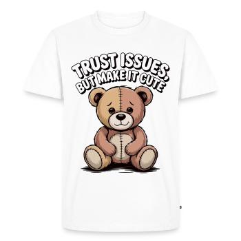 Teddy Cuddly Bear Saying - Men's Premium Organic T-Shirt - white - Front - Nico (187cm)