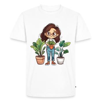 Plantes Dame Femme Fille J’aime les plantes - T-shirt Premium bio Homme - blanc - Devant - Nico (187cm)