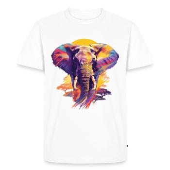 Éléphant Afrique Safari Nature Nature Nature Aquarelle Art - T-shirt Premium bio Homme - blanc - Devant - Nico (187cm)