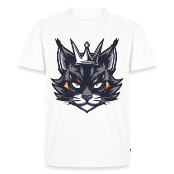 Symbole Chat Tête Couronne - T-shirt Premium bio Homme - blanc - Devant - Nico (187cm)