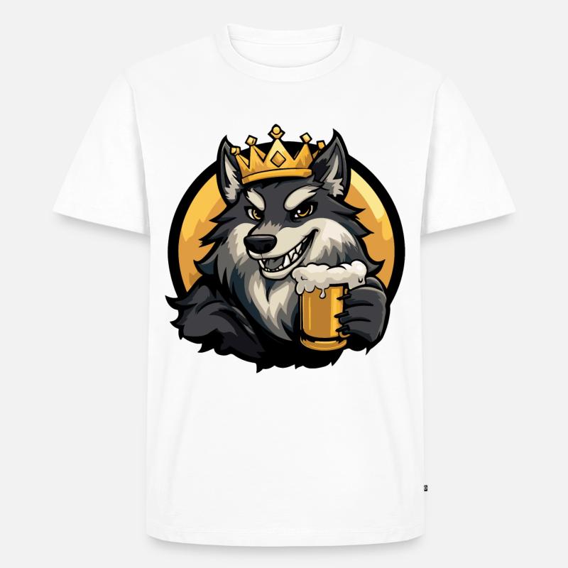 Wolf Bier Comic - Männer Premium Bio T-Shirt - Weiß