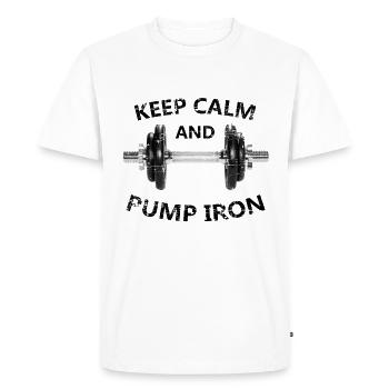 Keep Calm and Pump Iron I Weightlifting, Pumps - Men's Premium Organic T-Shirt - white - Front - Nico (187cm)