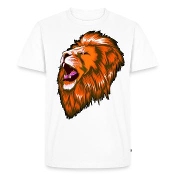 Lion lion tête orange. Roi des animaux. - T-shirt Premium bio Homme - blanc - Devant - Nico (187cm)