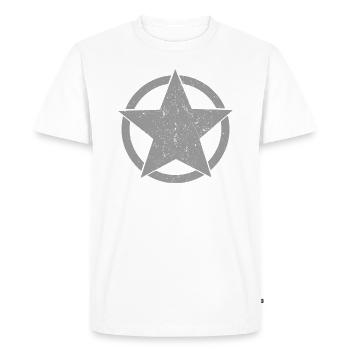 Vintage US ARMY Militaire Shirt Rockabilly US Star - T-shirt Premium bio Homme - blanc - Devant - Nico (187cm)