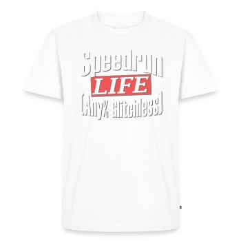 Speedrun Gamer Any% Glitchless Gaming Streaming - Men's Premium Organic T-Shirt - white - Front - Nico (187cm)