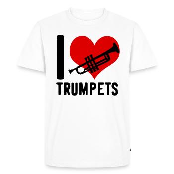 Trompette Trompettes Trompette Coeur - T-shirt Premium bio Homme - blanc - Devant - Nico (187cm)