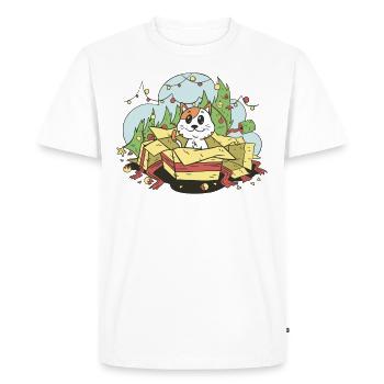 Cat Noël Arbre de Noël Cadeaux Cartoon - T-shirt Premium bio Homme - blanc - Devant - Nico (187cm)