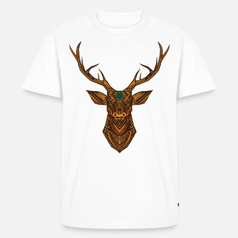 Hirschgeweih - Männer Premium Bio T-Shirt - Weiß